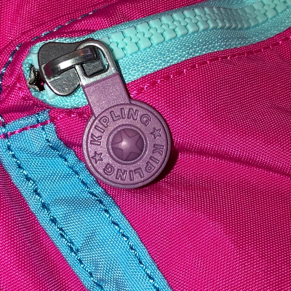 Kipling Yasemina Nylon Waist Pack Azalea Pink Color Block + Monkey Keychain NWT - Picture 6 of 16
